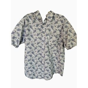 Roundtree Yorke Shirt Men XL‎ TALL Paisley 100% Cotton Pocket Button Down Resort